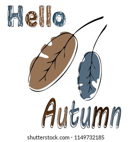 Hello autum. Vector illustration on white background