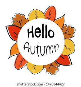 Hello autum. Vector illustration on white background.Eps10