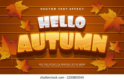 Hola otoño 3d efecto de texto editable adecuado para eventos temáticos de otoño