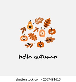 Hello Autumn - abstract modern vector illustration