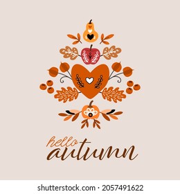 Hello Autumn - abstract modern vector illustration