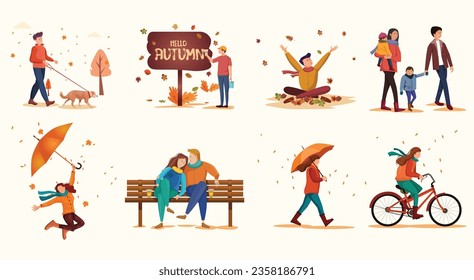 Hello Autumn. abstract Vector illustration with beautiful nature background.