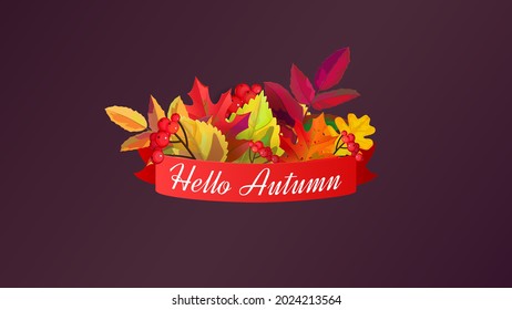 Hello autumn background with fallen leaves.