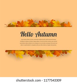 Hello autumn. Background with falling autumn leaves. Vector illustration