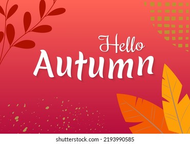 Hallo Herbsthintergrund mit Blattwerk. Herbstsaison Banner, Karte, Poster abstraktes Design mit Blättern. Vektorgrafik.