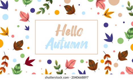 Hello autumn background illustratation vector. Autumn web banner and flyer background