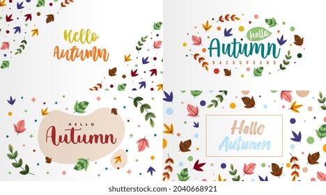 Hola vector de ilustración de fondo otoño. Anuncio y fondo de volante de la web de otoño