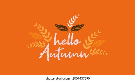 Hello autumn background illustration vector. Autumn web banner and flyer