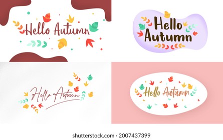 Hello autumn background illustration vector. Autumn web banner and flyer