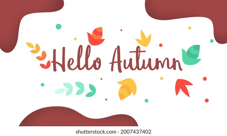 Hola vector de ilustración de fondo de otoño. Banner y volante web de otoño