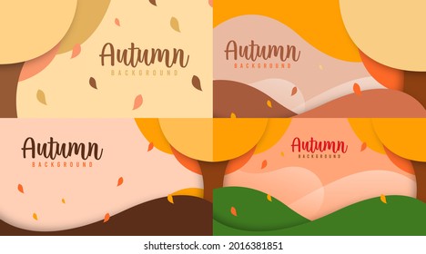 Hello autumn background illustration vector. Autumn web banner and flyer