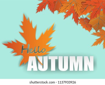 
Hello Autumn. background layout decorate with leaves paper art style design for web ,banner ,template ,poster, web, banner. Vector