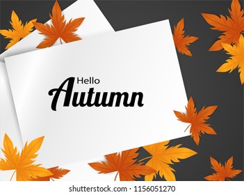 Hello Autumn. background layout decorate with leaves design for web ,banner ,template ,poster, web, banner. Vector