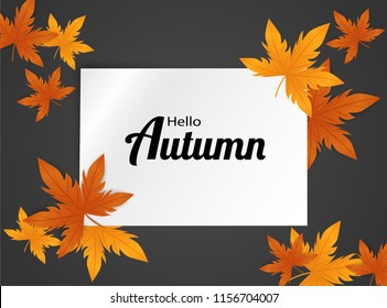 Hello Autumn. background layout decorate with leaves design for web ,banner ,template ,poster, web, banner. Vector
