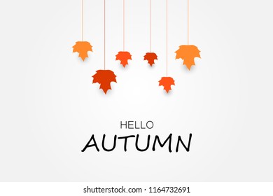 Hello Autumn background layout decorate with leaves for shopping	