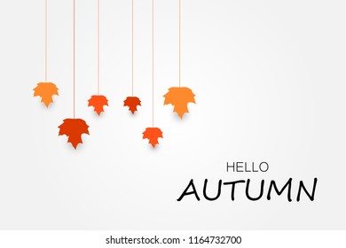 Hello Autumn background layout decorate with leaves for shopping	