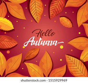 hello autumn in background of leafs