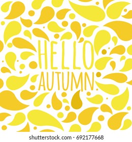 Hello autumn background with autumn leaves.