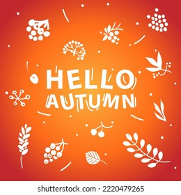 Hola Fondo de otoño con hojas, ilustración vectorial