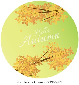 Hello Autumn Background with Text Greeting With Autumn Leaves.Vector Illustration.