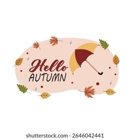 Hello autumn background with umbrella