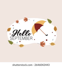 Hello autumn background with umbrella