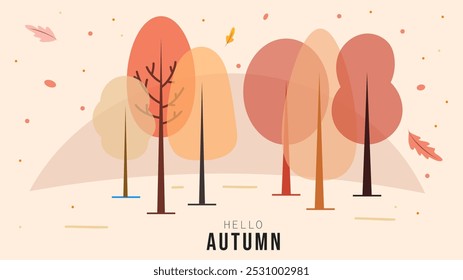 Hello autumn backgrounds for content online or web, banner and template, Emojis for Halloween day, Flat cartoon flat style. illustration Vector EPS 10