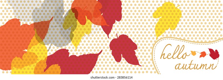 Hello Autumn Banner with dot pattern background