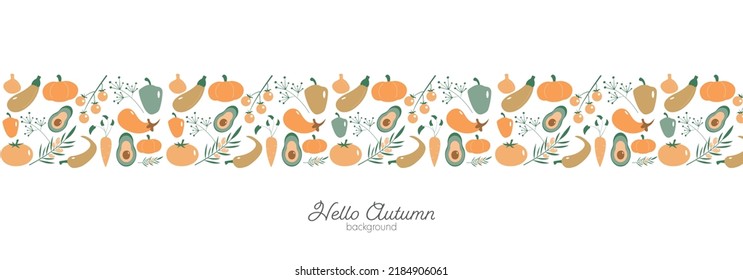 Hello Autumn banner. Flat vector illustration.