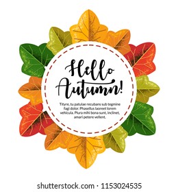 Hello Autumn banner with grain shadow style for autumn season. Can use for editorial, sticker, icon, and promotional