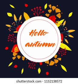 Hello autumn, banner, vector illustration, flat style