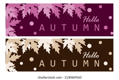 Hello autumn banners. Fall foliage backgrounds. Vector illustration.