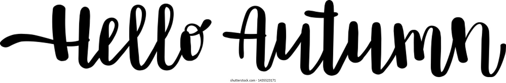 Hello Autumn Black Hand drawn lettering Modern brush calligraphy. quote to design greeting card, poster, banner, t-shirt