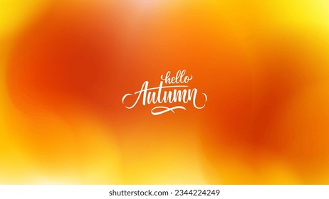 Hallo Herbst. Unscharfer Hintergrund mit handgezeichneter Schrift für kreatives Grafikdesign im Herbst. Vektorgrafik.