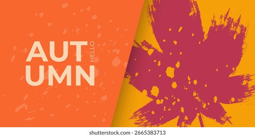 Olá, Autumn. Escova traço folha de outono. Fundo do tema de outono para o design gráfico criativo da temporada de outono. Ilustração vetorial.