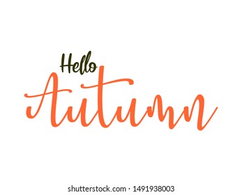 Hello Autumn calligraphic text vector vintage
