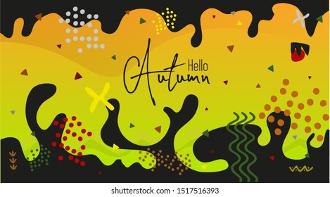 Hello autumn calligraphy and background arranged with leaves.