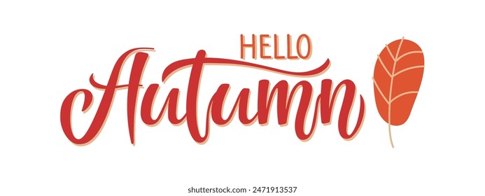 Letras de caligrafía de otoño con diseño de dibujo de doodle de hoja caída sobre fondo blanco. Estampado natural para el festival de la cosecha, Día de Acción de Gracias. Fuente de escritura de otoño y hoja. Tarjeta de felicitación de temporada