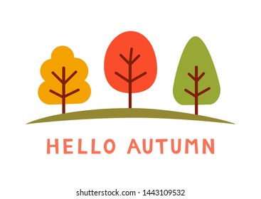 Hello Autumn card A6 template. Fall simple poster. Vector illustration.