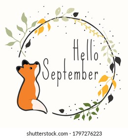 hello autumn card, illustration in vector format