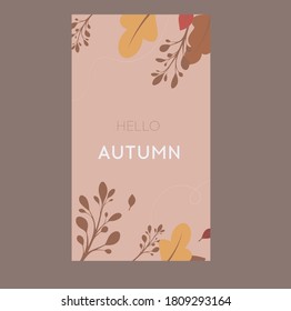 hello autumn card with plants
