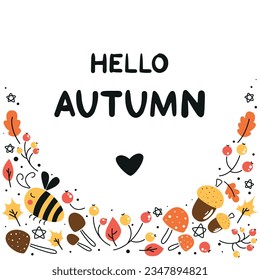 hello autumn, autumn card template, fall vector banner, autumn vector set, autumn leaves vector, leaves clip art