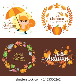 Hello Autumn Cartoon Vector Illustration
