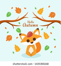 Hello Autumn Cartoon Vector Illustration