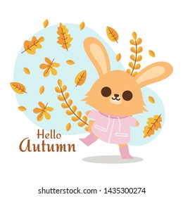 Hello Autumn Cartoon Vector Illustration
