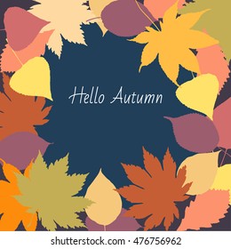 Hello Autumn. Colorful Autumn Leaves Background