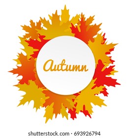 Hello autumn concept with maple leaves. Vector illustration.