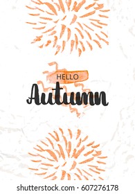 Hello autumn. Cover for the calendar. The text is written in Cyrillic. Template for printing. Vector illustration