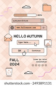 Hello autumn cute y2k retro background