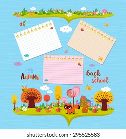 Hello autumn. Design elements for notebook. note papers